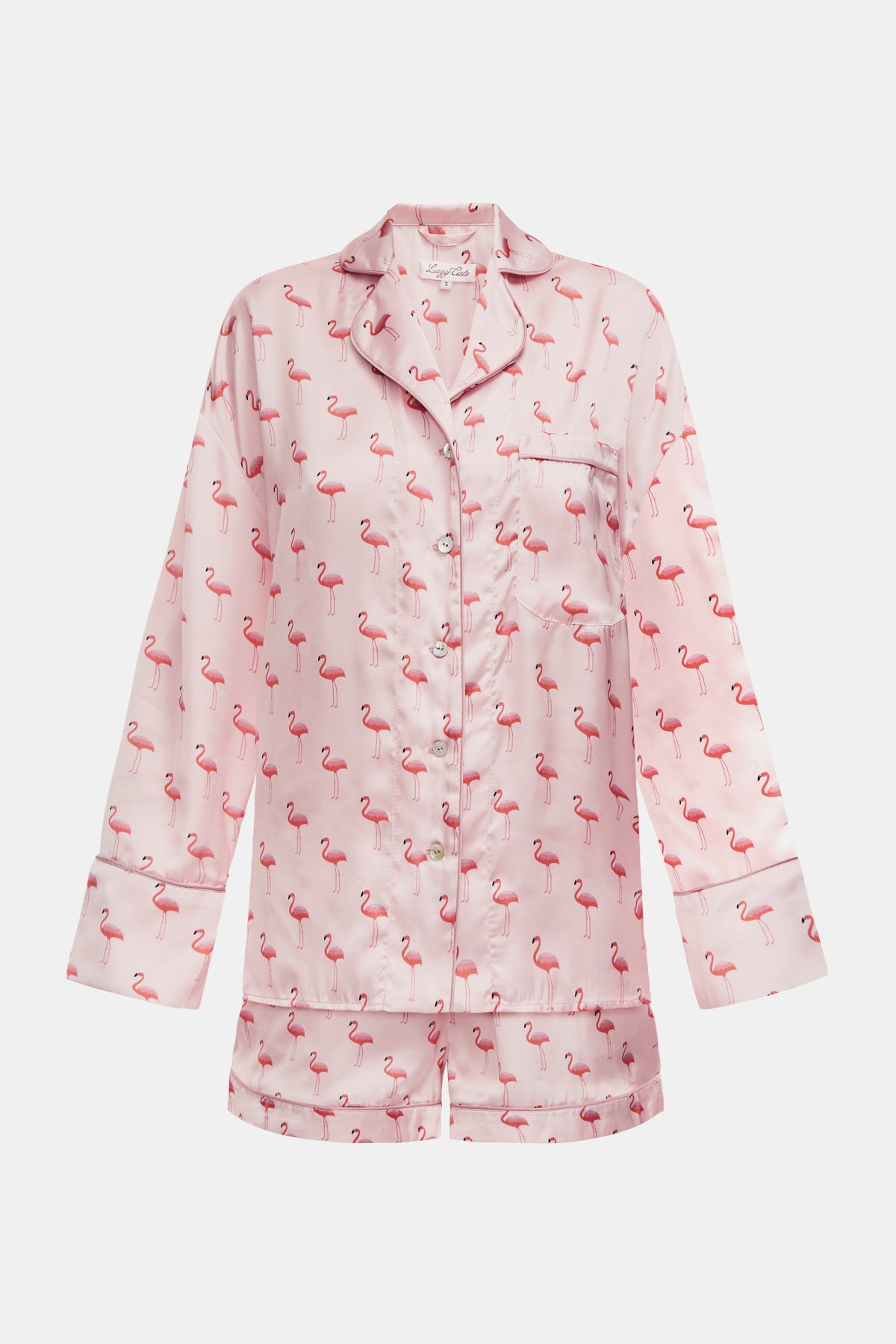 Короткий піжамний комплект Dreaming in the Wild — Blush Flamingo