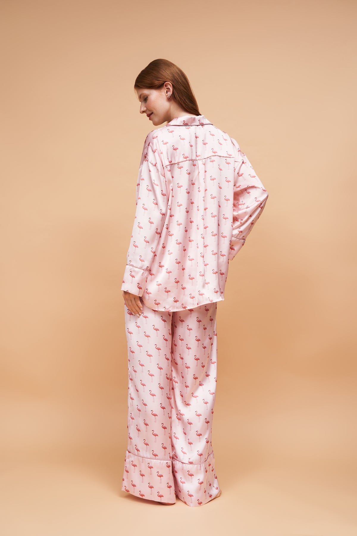 Довгий піжамний комплект Dreaming in the Wild — Blush Flamingo