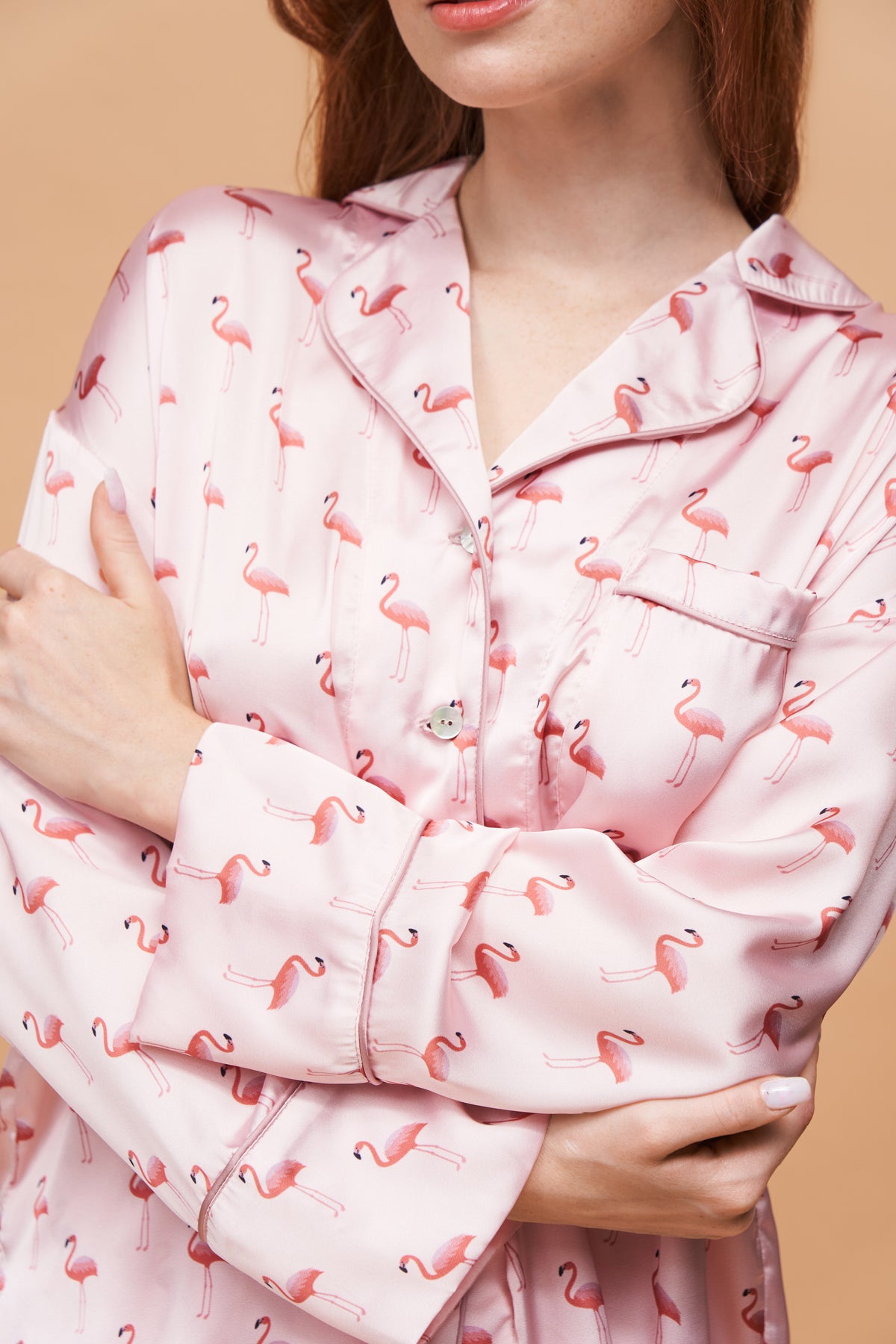 Короткий піжамний комплект Dreaming in the Wild — Blush Flamingo